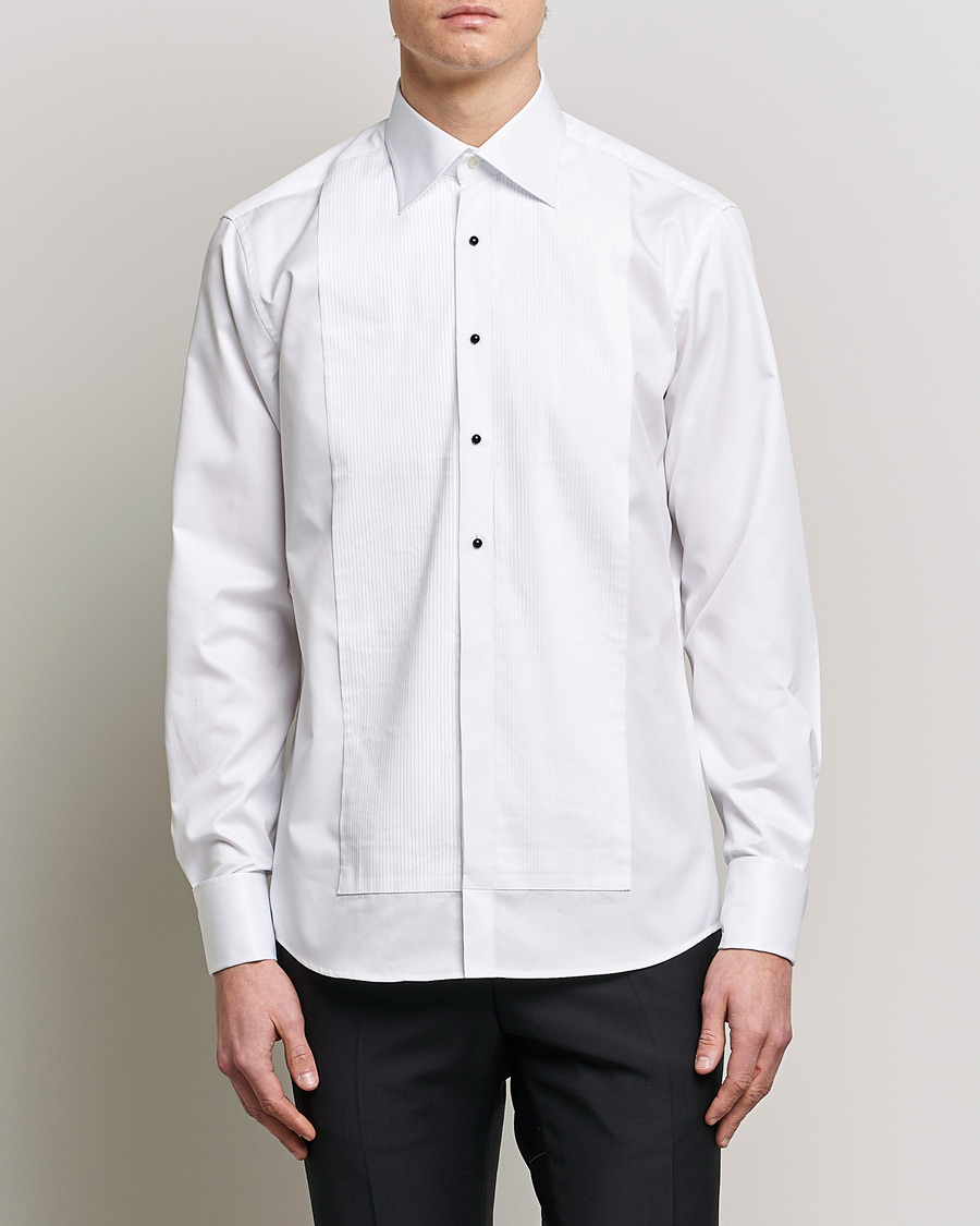 Herren | Hemden | Stenströms | Fitted Body Open Smoking Shirt White