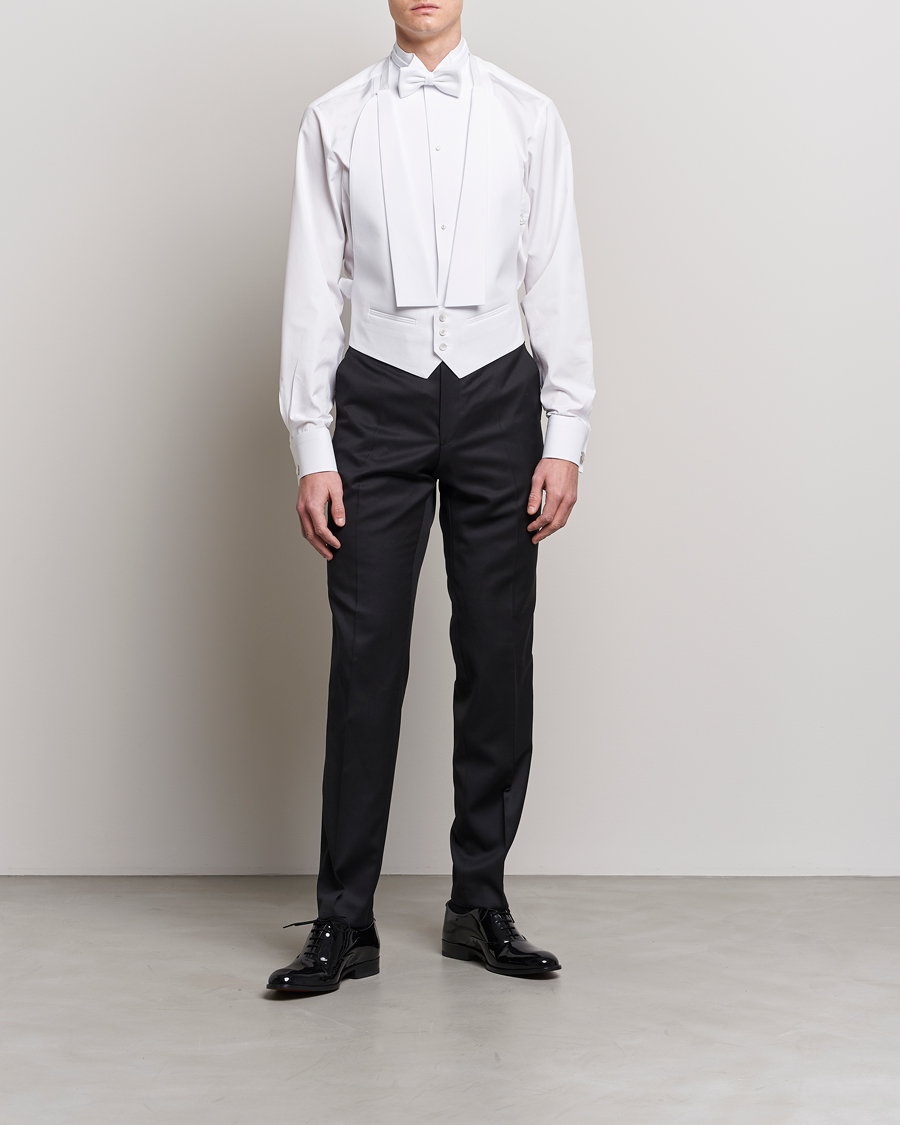 Men | Dress Shirts | Stenströms | Fitted Body Stand Up Collar Evening Shirt White