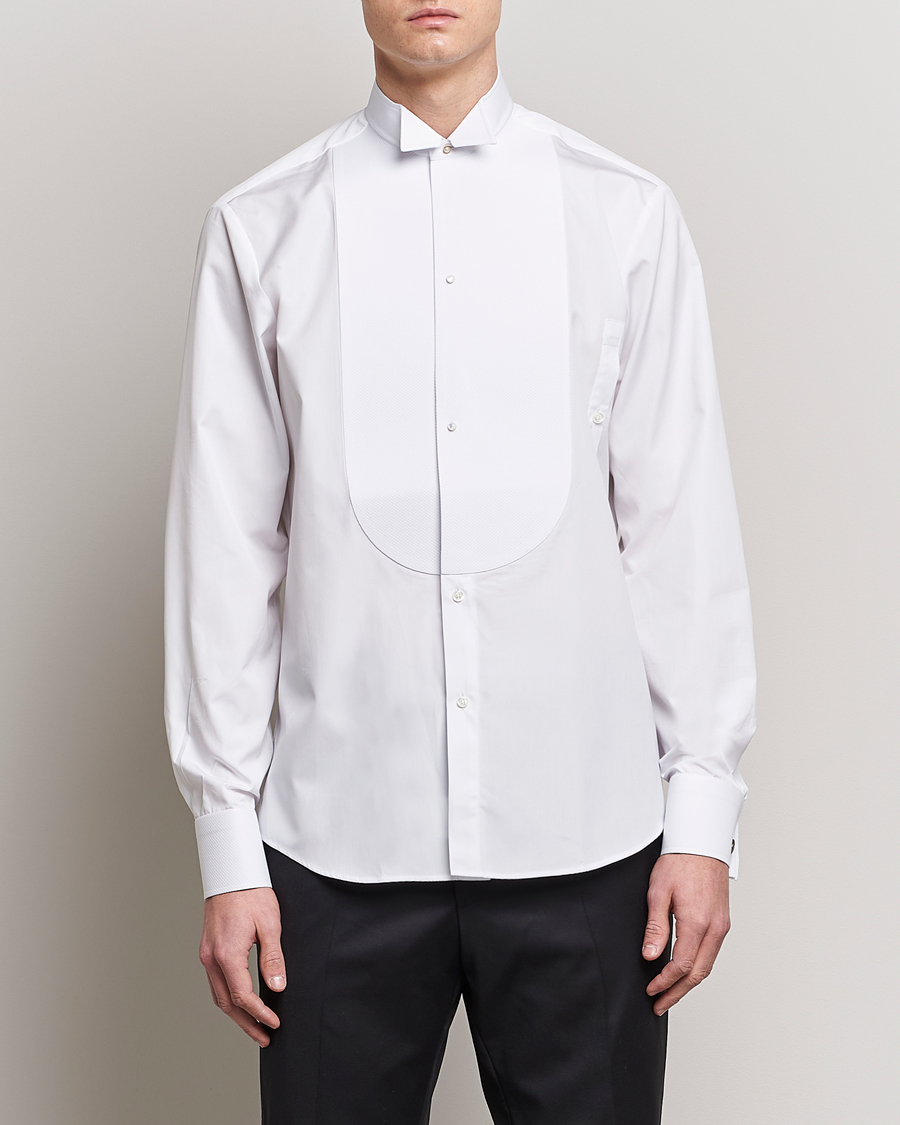 Herren | Black Tie | Stenströms | Fitted Body Stand Up Collar Evening Shirt White