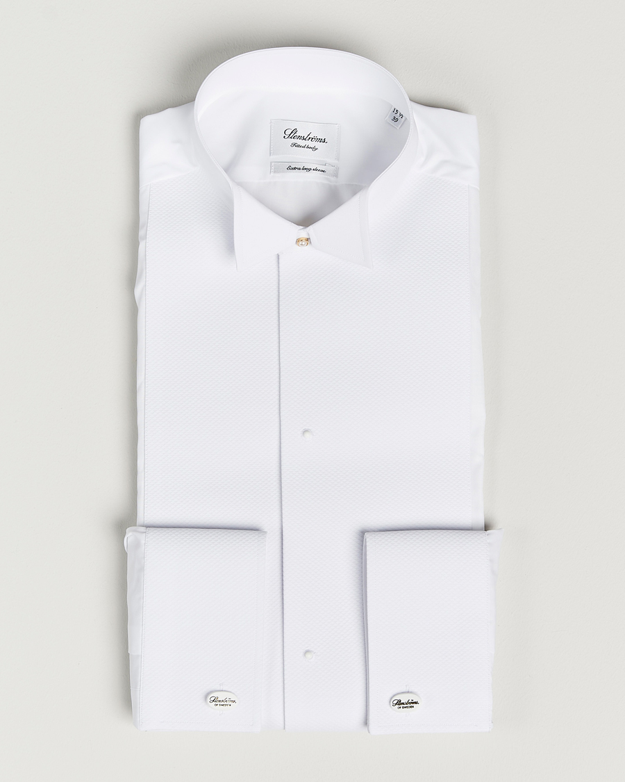 Herren |  | Stenströms | Fitted Body XL Sleeve Stand Up Collar Evening Shir White