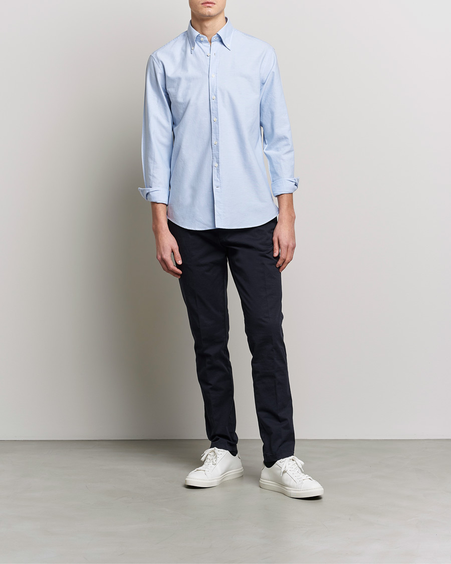 Herren | Hemden | Stenströms | Fitted Body Oxford Shirt Light Blue