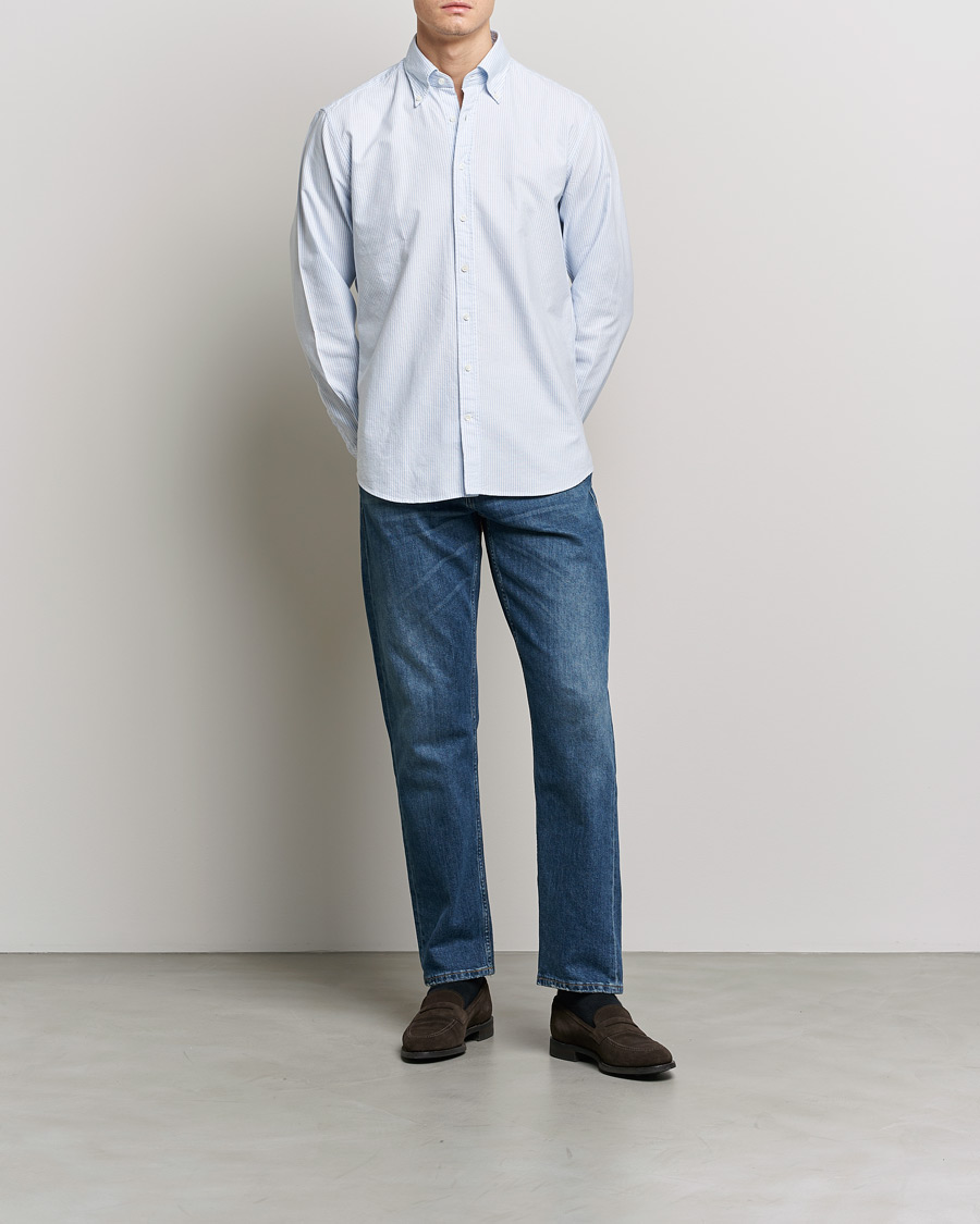 Herren | Hemden | Stenströms | Fitted Body Oxford Shirt Blue/White