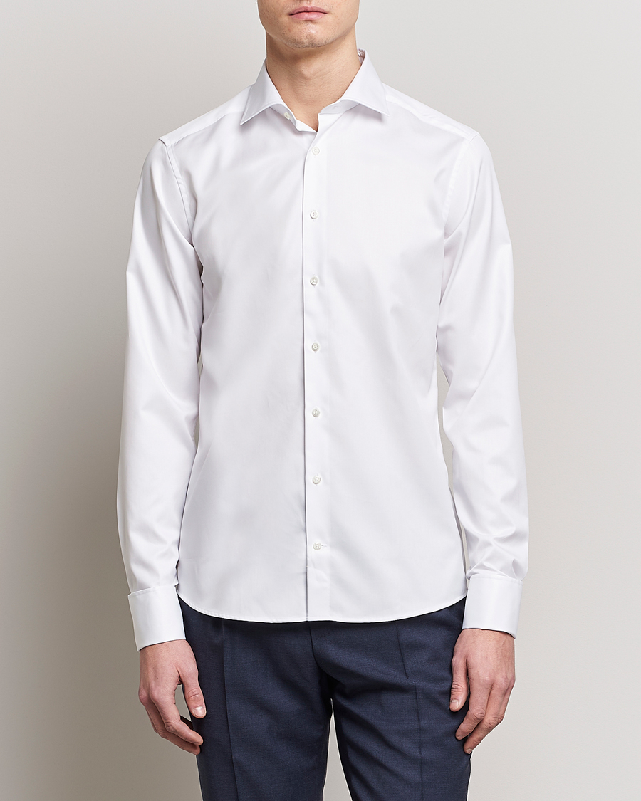 Herren | Formelle Hemden | Stenströms | Superslim Double Cuff Cotton Shirt White