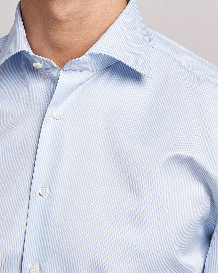 Herren | Hemden | Stenströms | Fitted Body X-Long Sleeve Shirt White/Blue