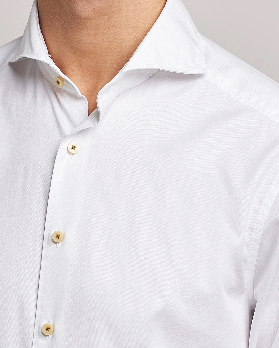 Herren |  | Stenströms | Slimline X-Long Sleeve Washed Cotton Shirt White