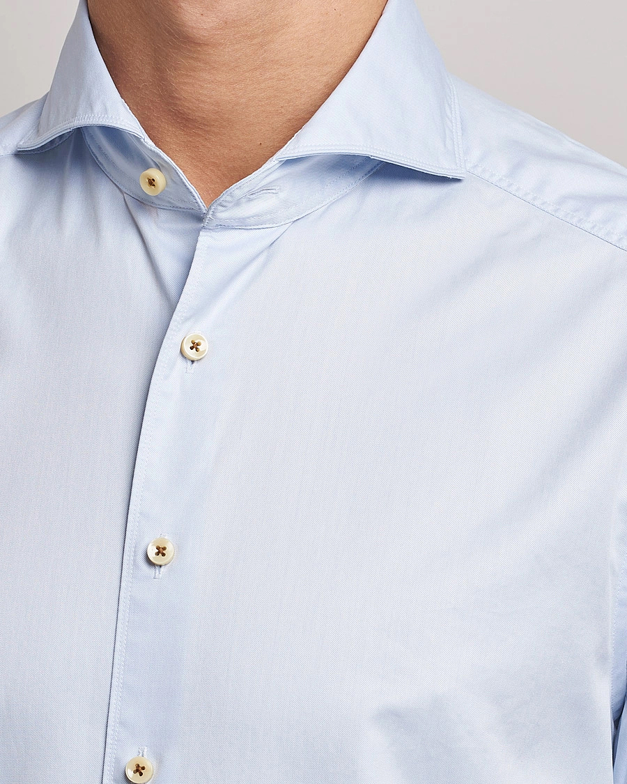 Herren | Hemden | Stenströms | Slimline X-Long Sleeve Washed Cotton Shirt Light Blue