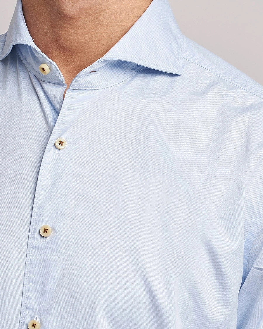 Herren |  | Stenströms | Fitted Body X-Long Sleeve Washed Shirt Light Blue