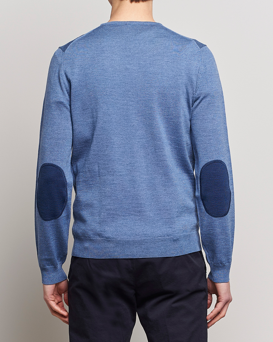 Men |  | Stenströms | Merino Patch V-Neck Light Blue/Blue