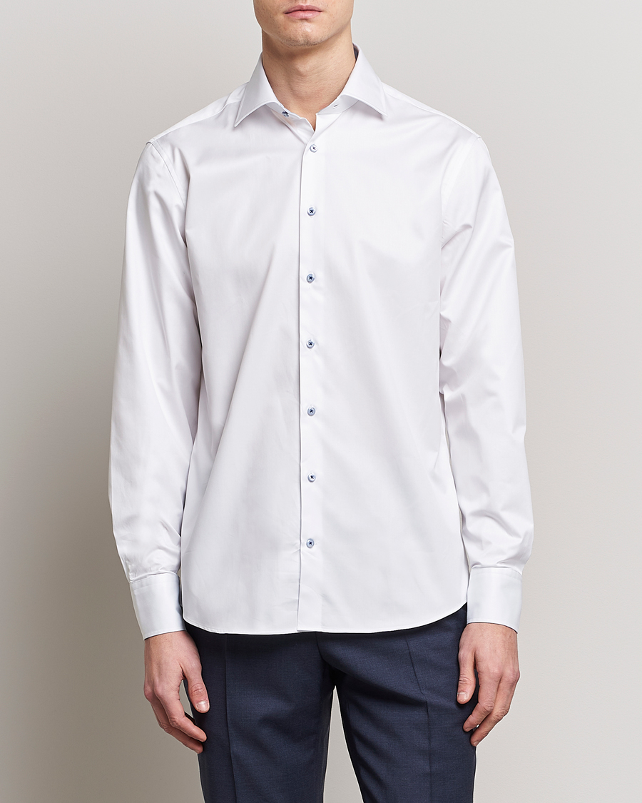 Herren |  | Stenströms | Fitted Body Contrast Cut Away Shirt White