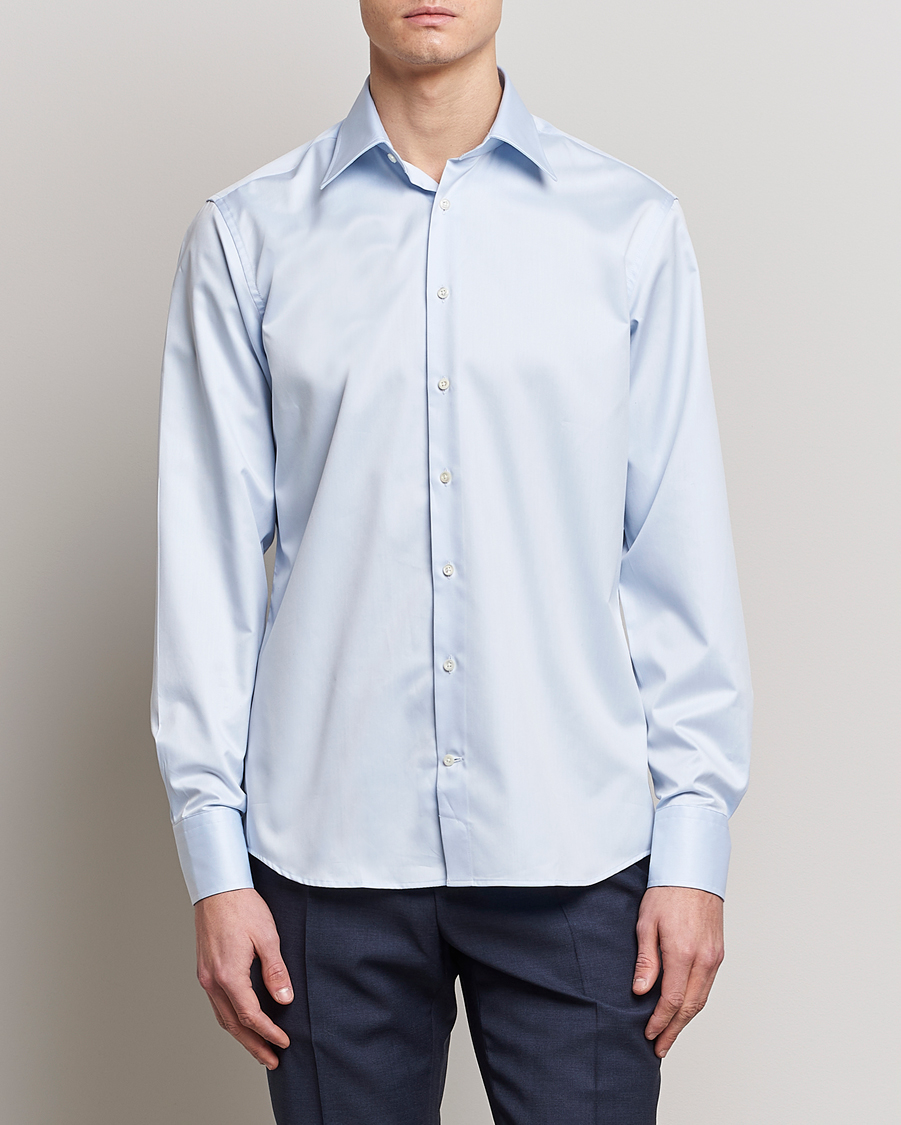 Herren | Hemden | Stenströms | Fitted Body Kent Collar Shirt Light Blue