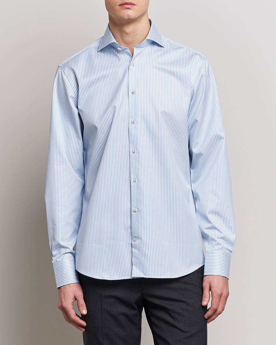 Herren |  | Stenströms | Fitted Body Striped Cut Away Shirt Blue/White