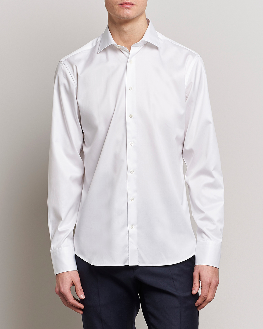 Herren |  | Stenströms | Slimline Twofold Stretch Shirt White