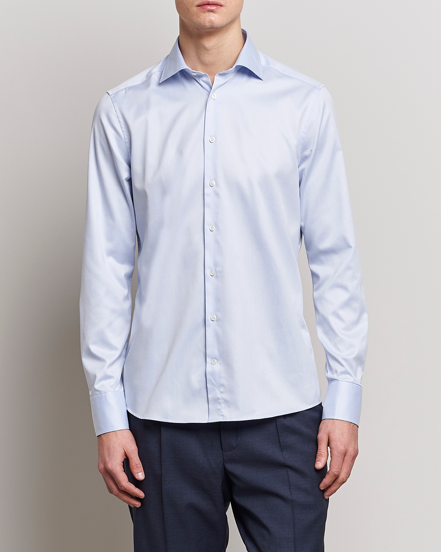 Herren | Hemden | Stenströms | Slimline Twofold Stretch Shirt Light Blue