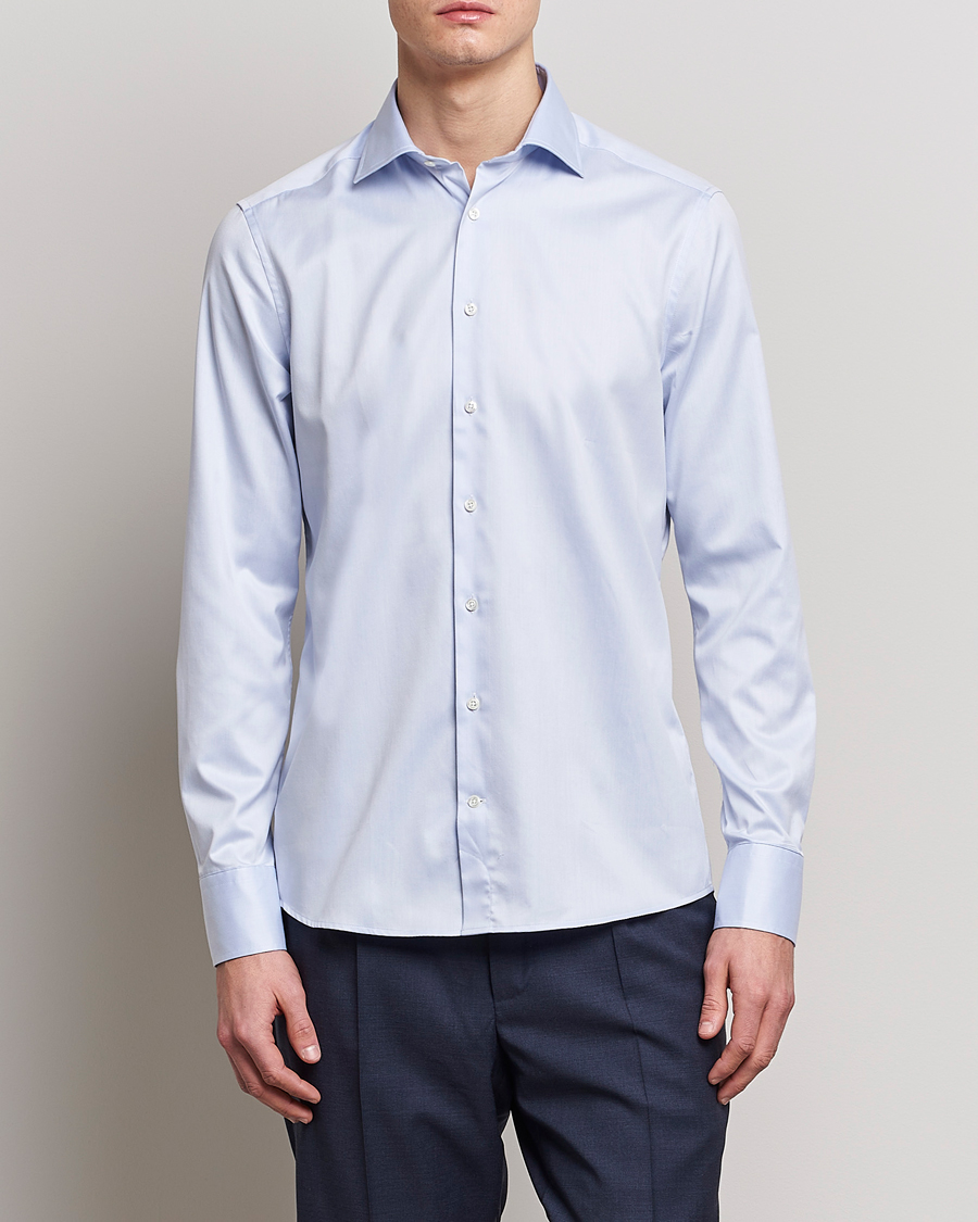 Herren |  | Stenströms | Slimline Twofold Stretch Shirt Light Blue