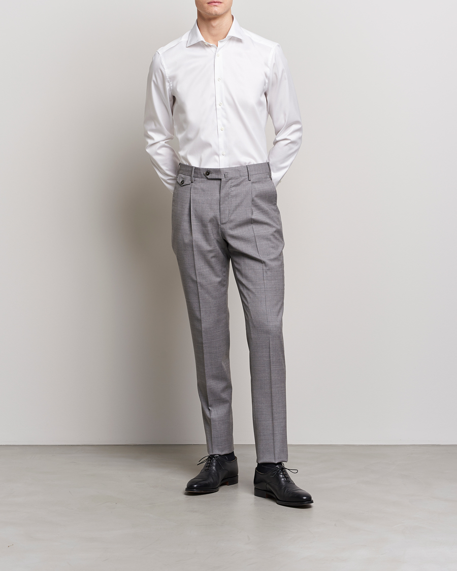 Herren | Formelle Hemden | Stenströms | Fitted Body Twofold Stretch Shirt White