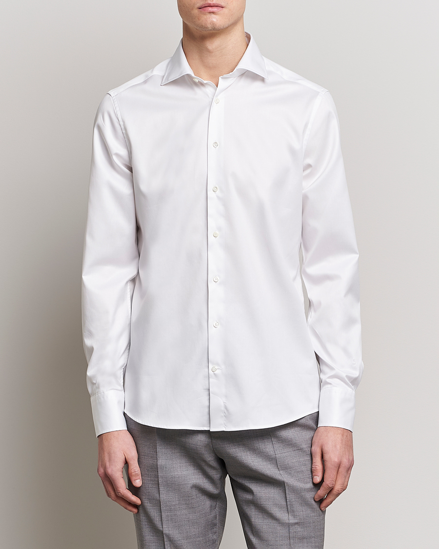 Herren | Formelle Hemden | Stenströms | Fitted Body Twofold Stretch Shirt White