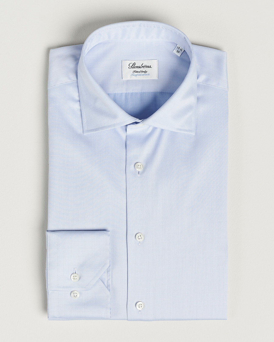 Herren | Hemden | Stenströms | Fitted Body Twofold Stretch Shirt Light Blue