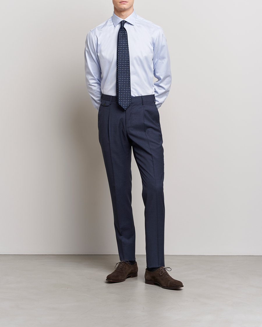 Herren | Hemden | Stenströms | Fitted Body Twofold Stretch Shirt Light Blue