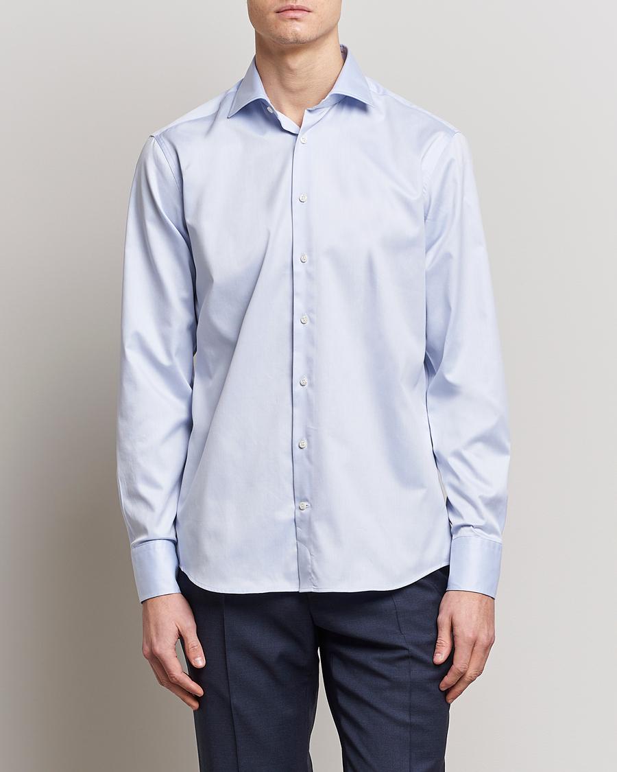 Herren | Businesshemden | Stenströms | Fitted Body Twofold Stretch Shirt Light Blue