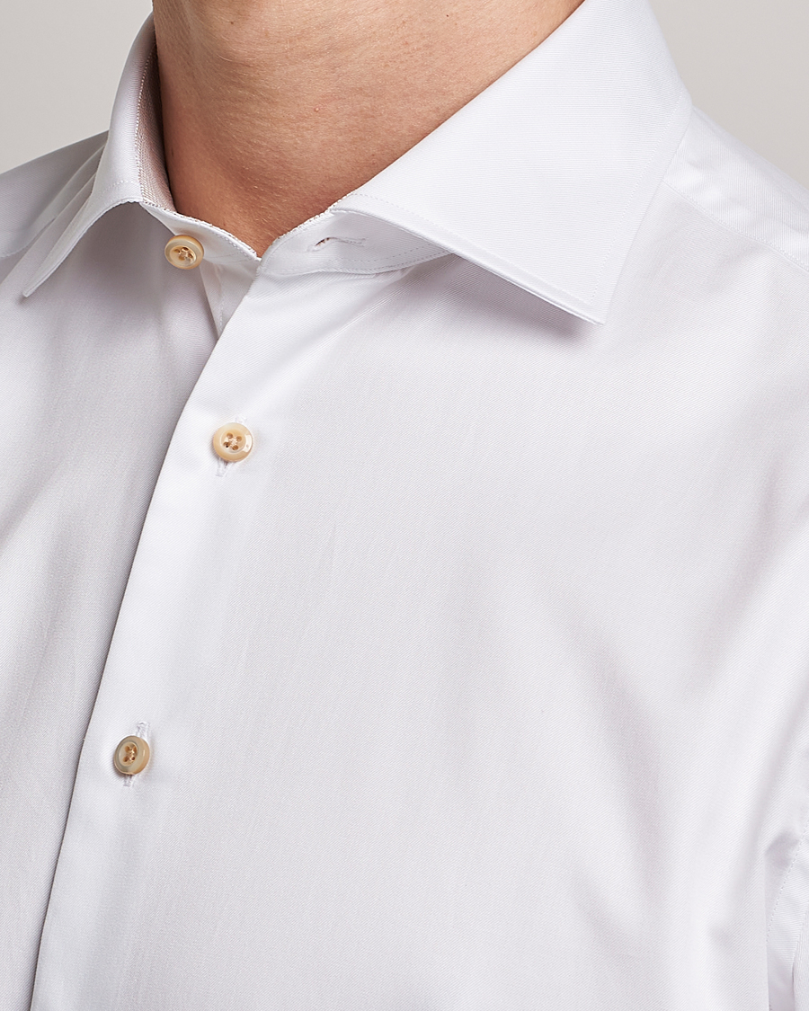 Herren | Hemden | Stenströms | Slimline Contrast Cotton Shirt White