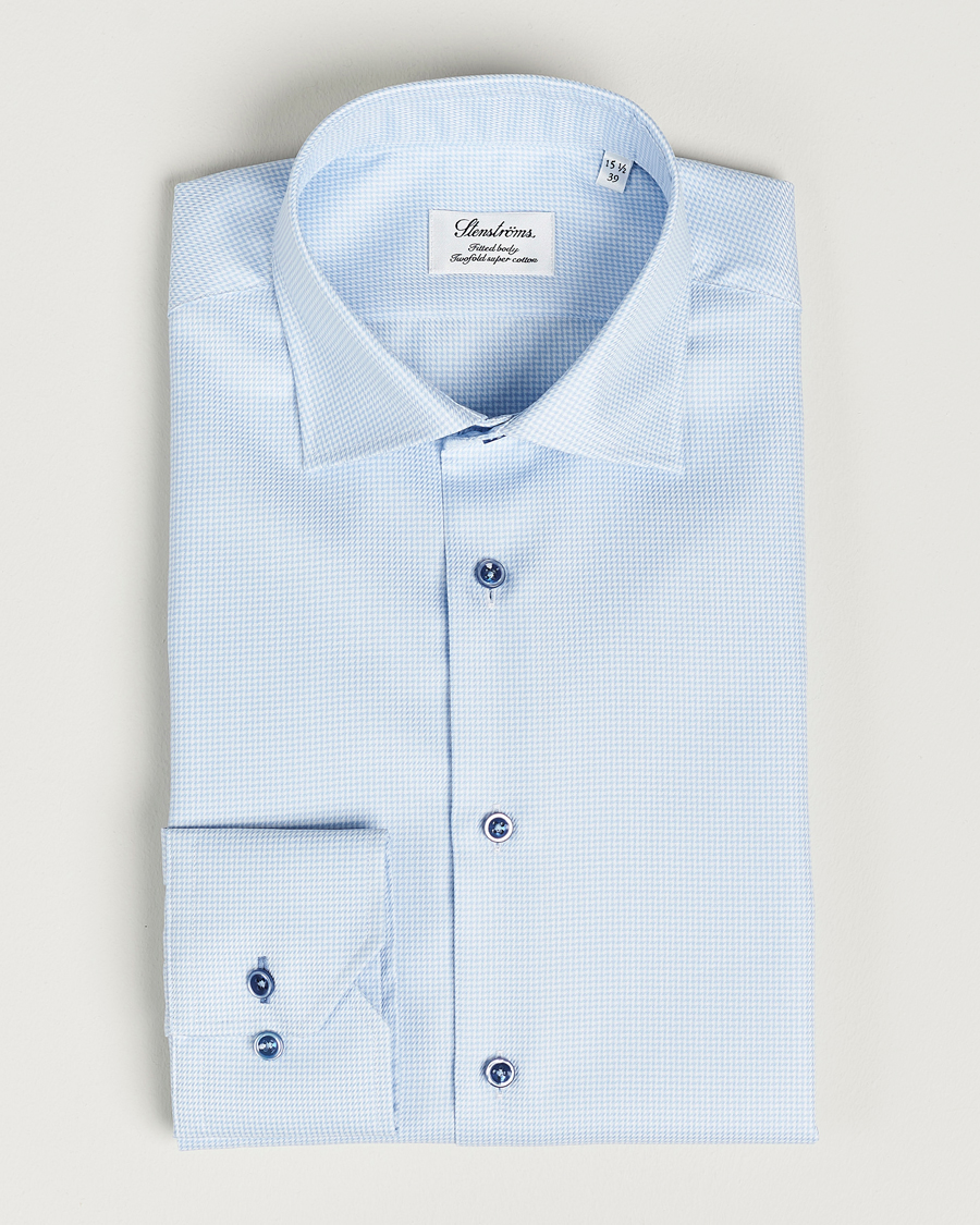 Herren | Hemden | Stenströms | Fitted Body Contrast Shirt Light Blue
