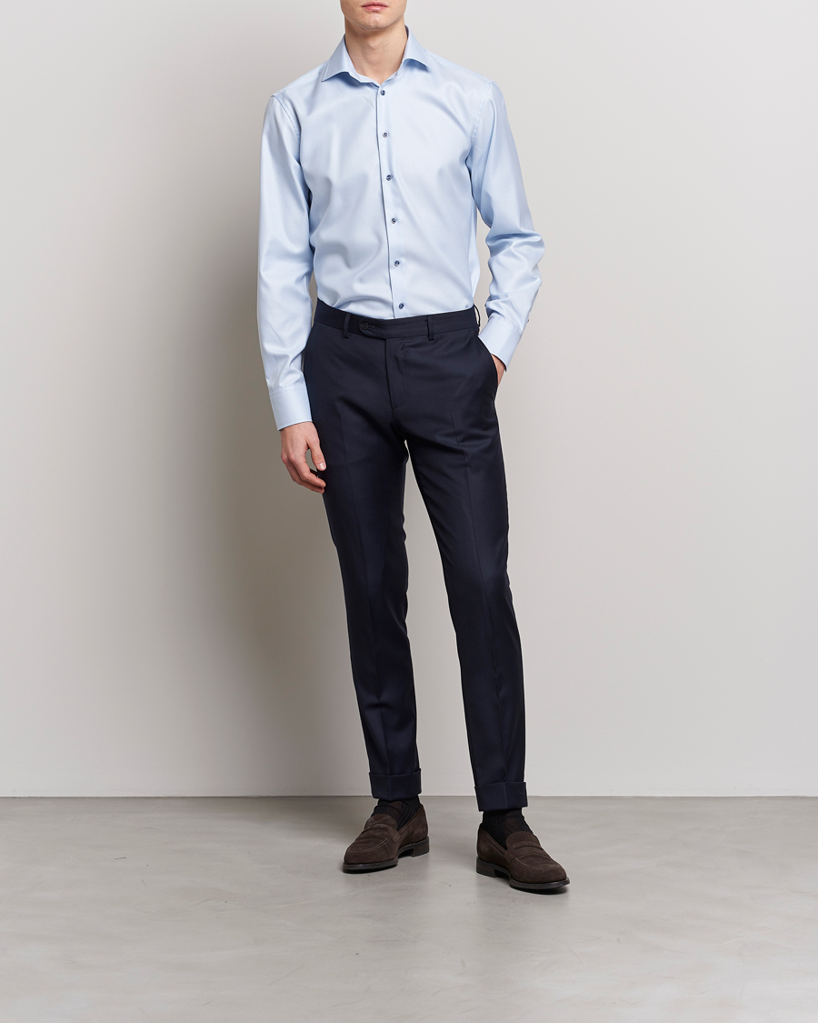 Herren | Hemden | Stenströms | Fitted Body Contrast Shirt Light Blue