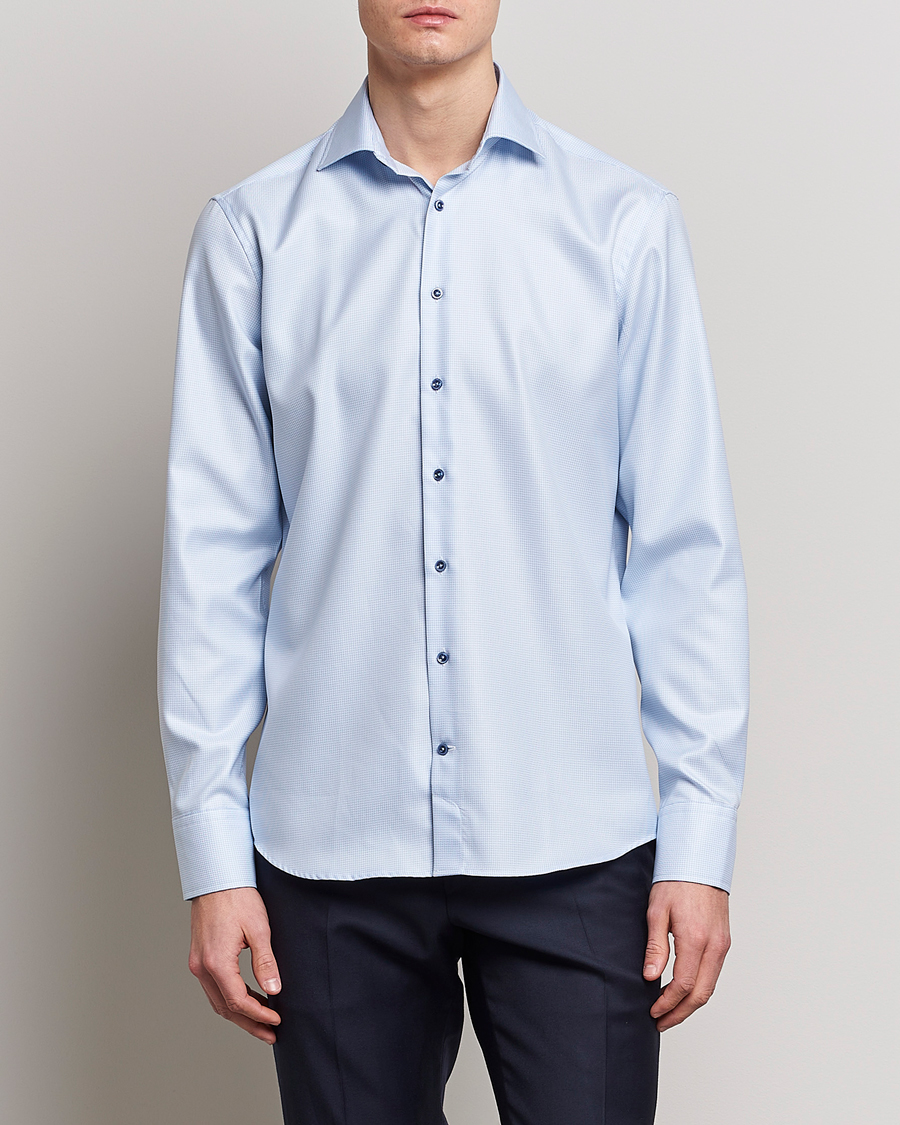 Herren | Business & Beyond | Stenströms | Fitted Body Contrast Shirt Light Blue