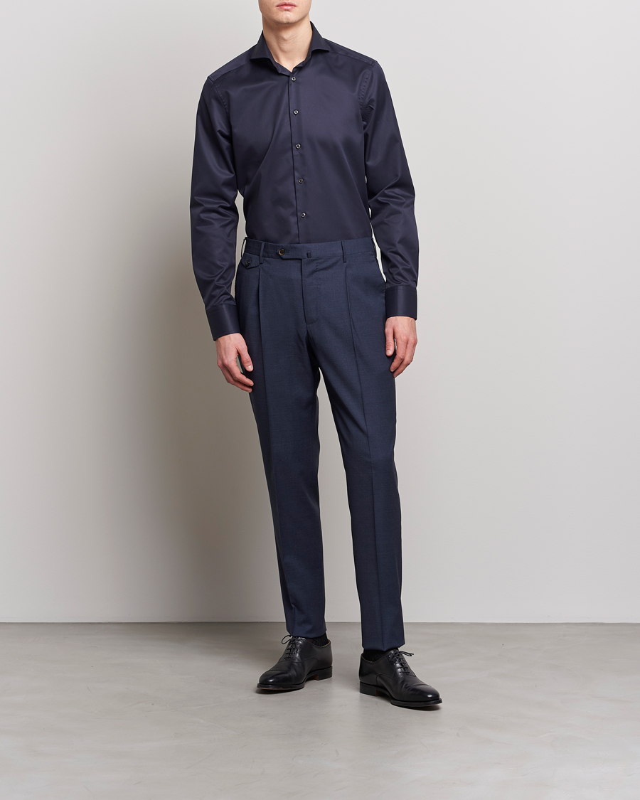 Herren | Hemden | Stenströms | Slimline Extreme Cut Away Shirt Navy