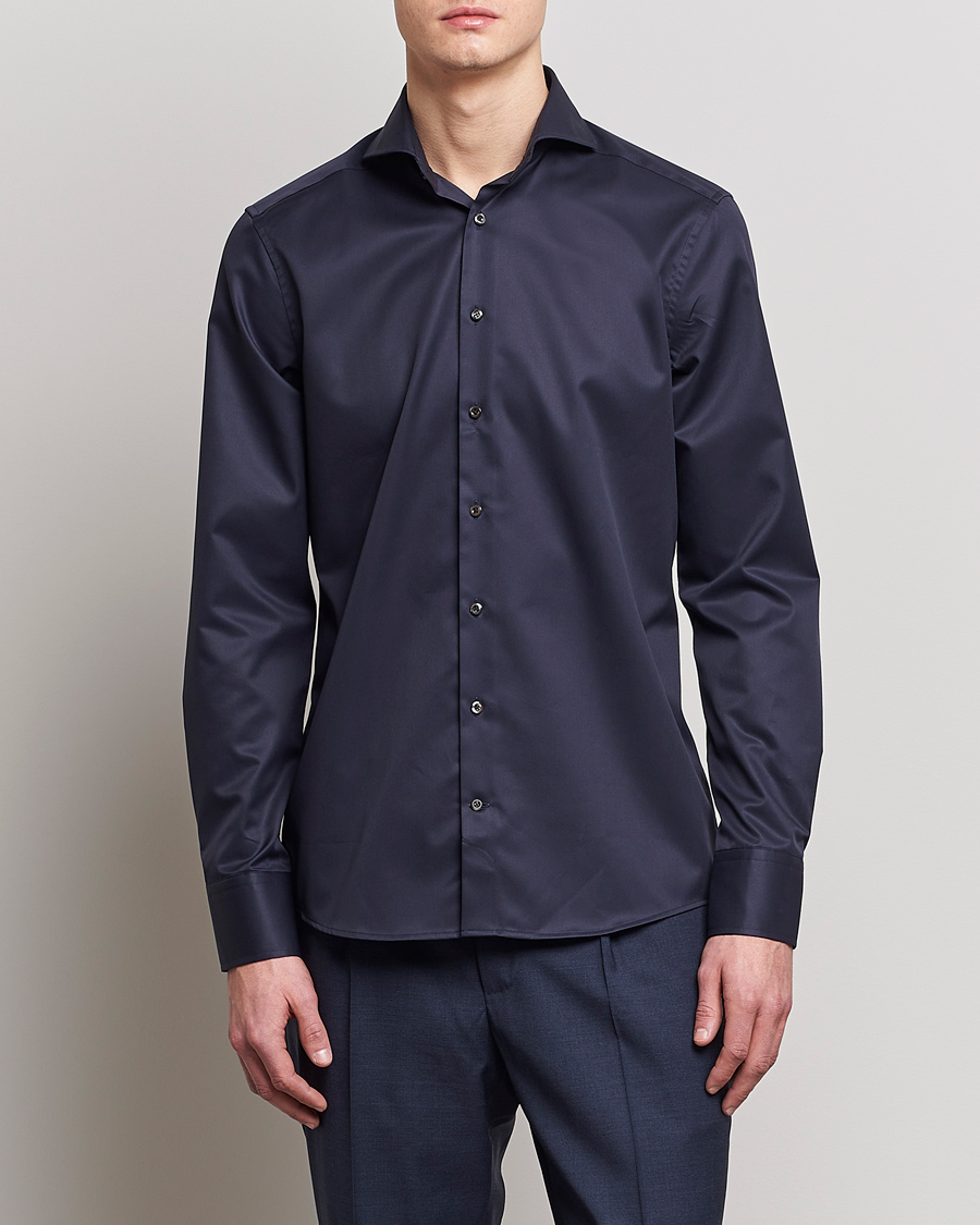 Herren |  | Stenströms | Slimline Extreme Cut Away Shirt Navy