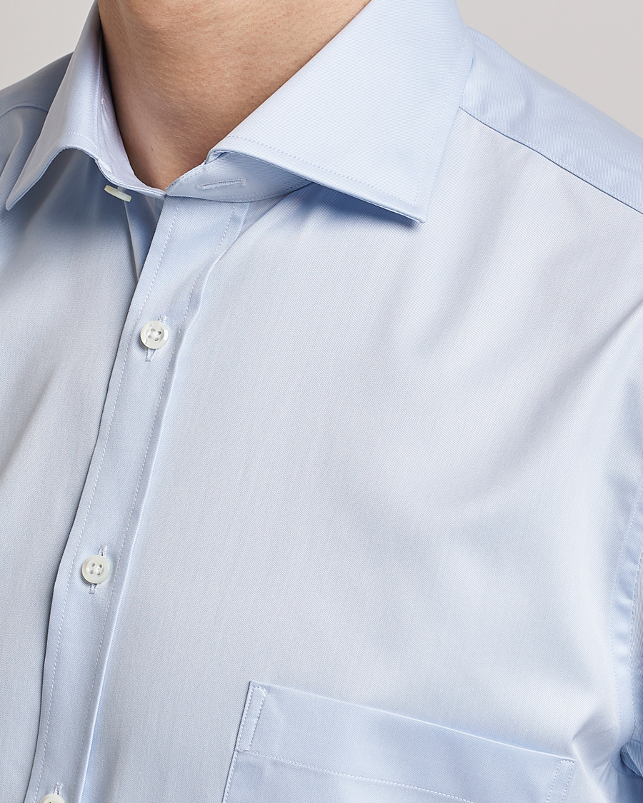 Herren | Hemden | Stenströms | Fitted Body Short Sleeve Twill Shirt Light Blue