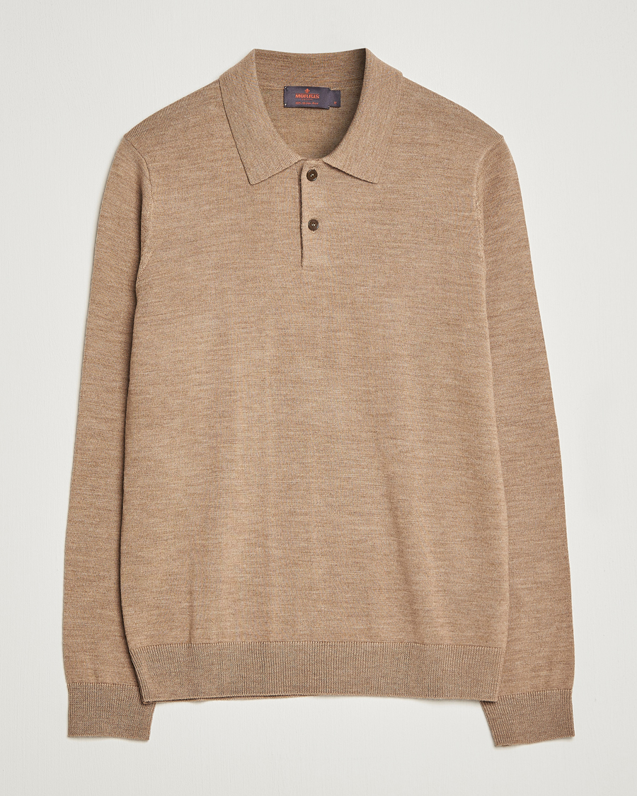 Herren | Pullover | Morris | Merino Knitted Polo Khaki
