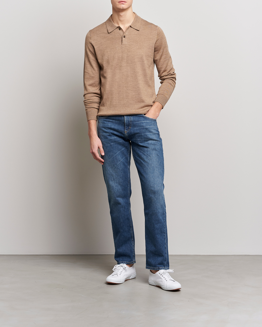 Herren | Pullover | Morris | Merino Knitted Polo Khaki