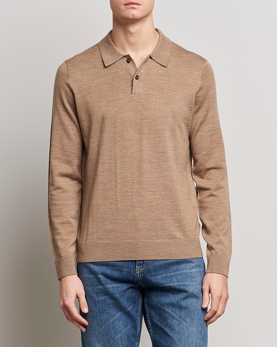 Herren | Pullover | Morris | Merino Knitted Polo Khaki