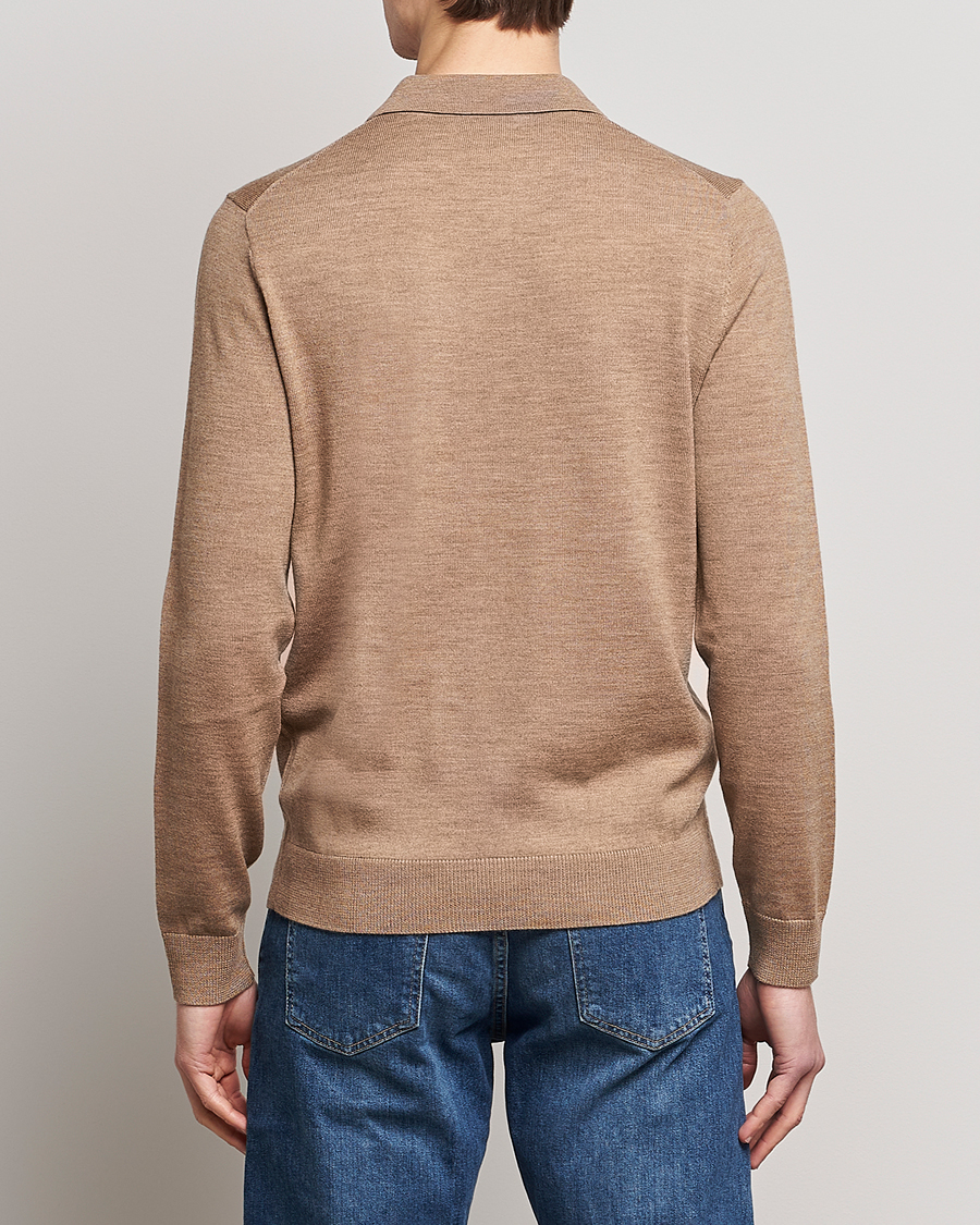 Herren | Pullover | Morris | Merino Knitted Polo Khaki