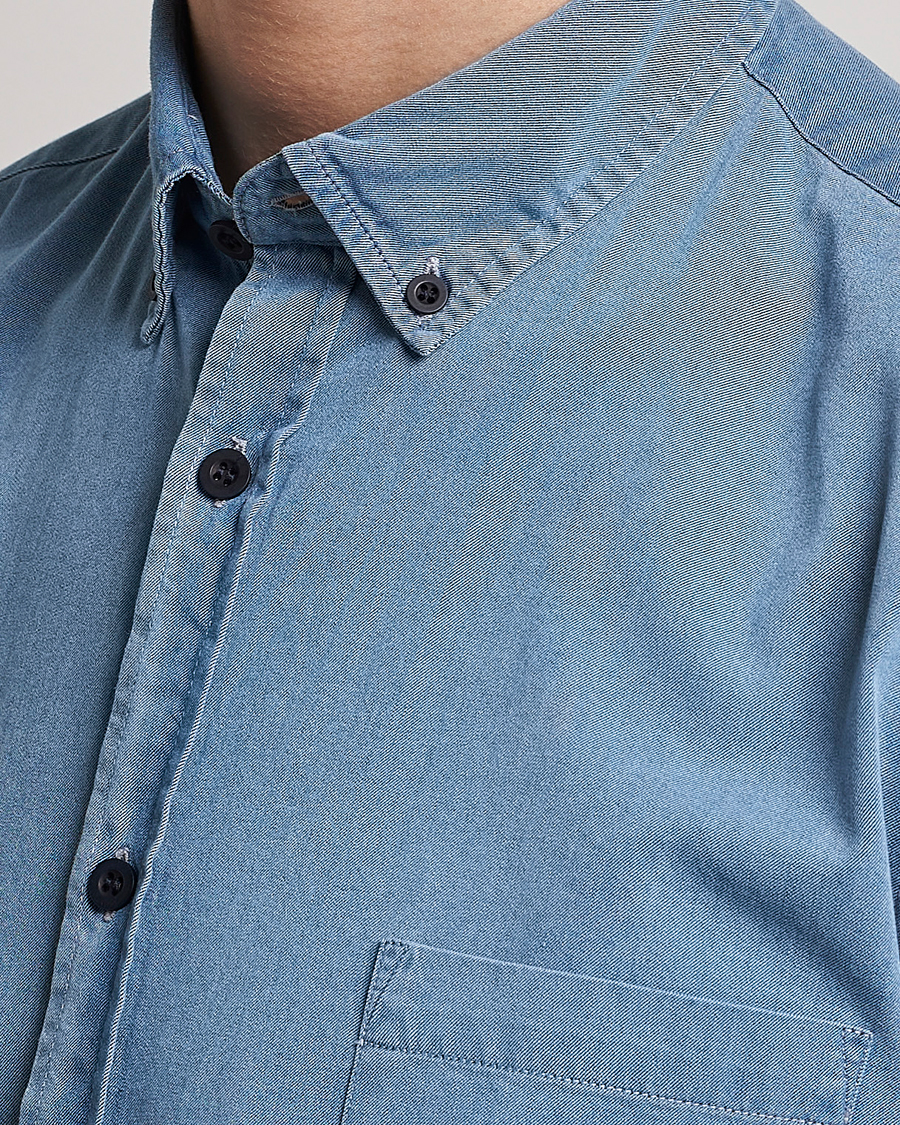Herren | Hemden | Sunspel | Cotton Twill Indigo Shirt Light Indigo