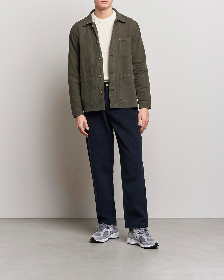 Herren | Hemden | A Day's March | Original Herringbone Overshirt Regular Fit Olive