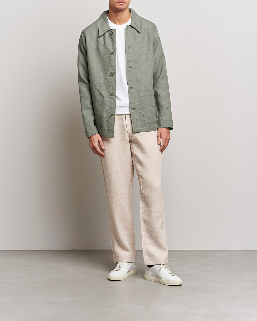 Herren | Hemden | A Day's March | Original Linen Overshirt Dusty Green