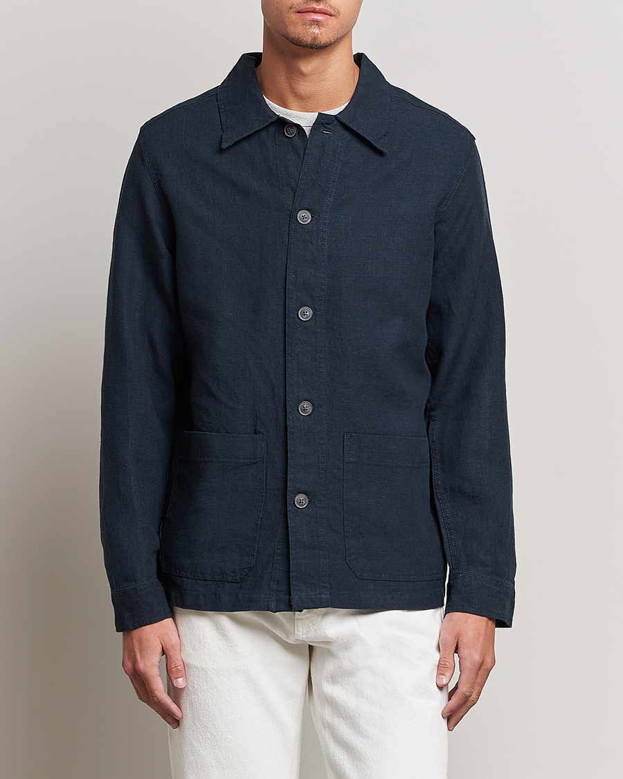 Herren |  | A Day's March | Original Linen Overshirt Navy