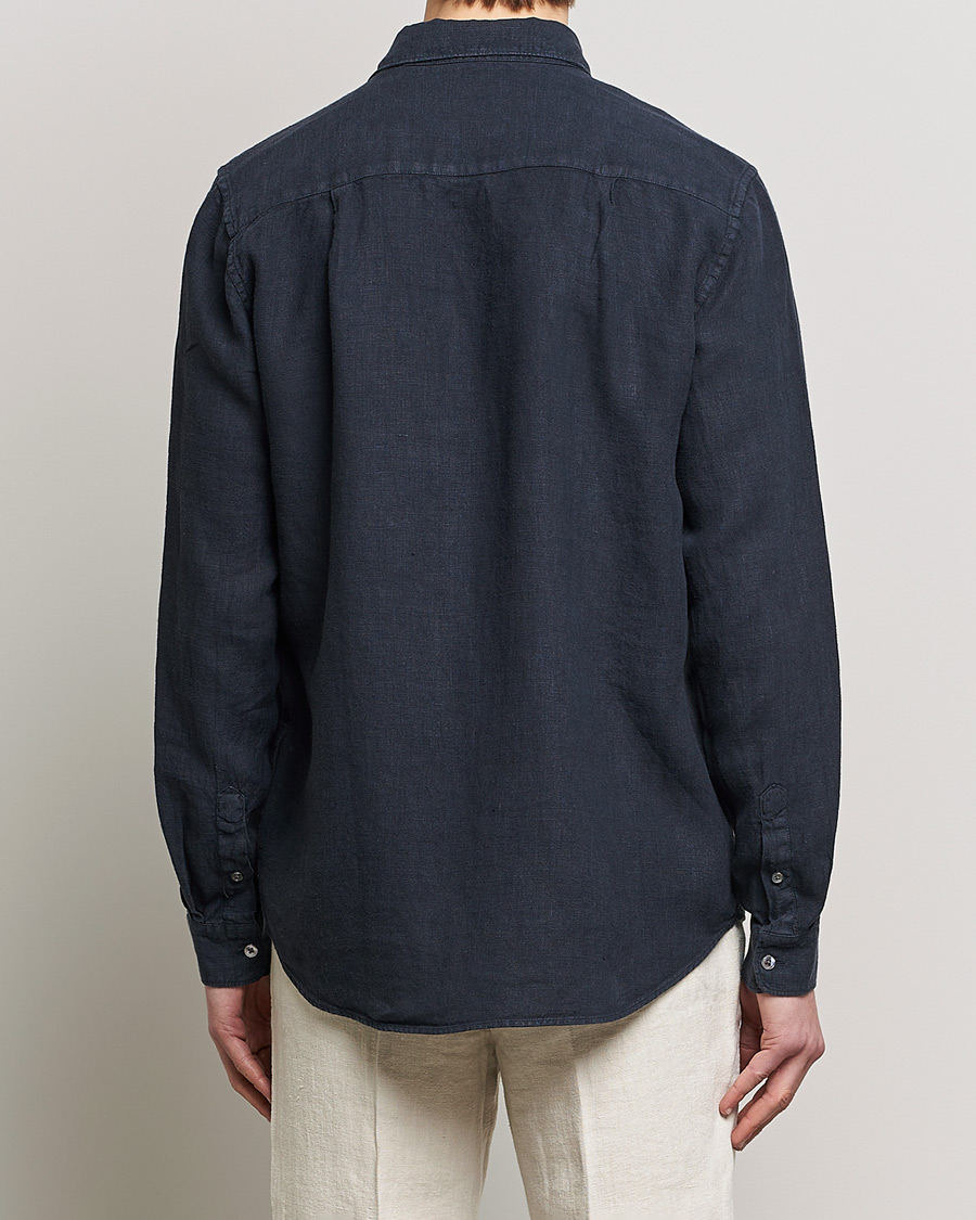 Herren | Hemden | A Day's March | Abu Linen Shirt Dark Navy