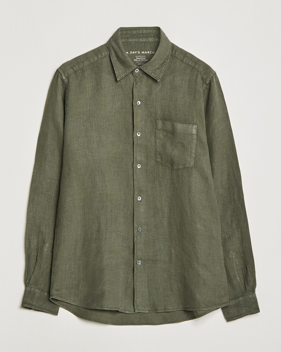 Herren |  | A Day's March | Abu Linen Shirt Seaweed