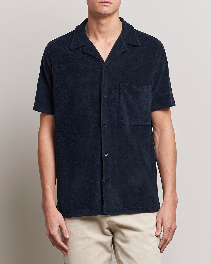 Herren | | A Day's March | Yamu Short Sleeve Terry Shirt Navy