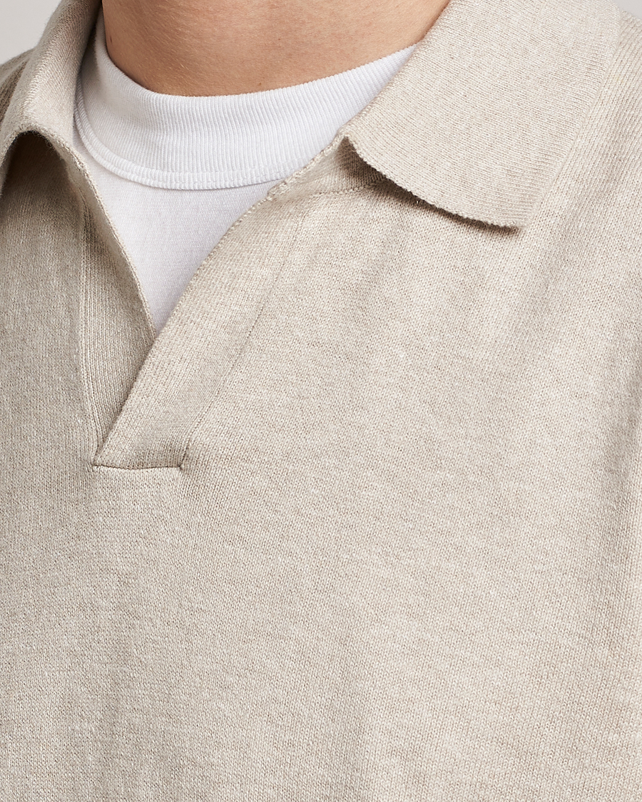 Herren | Poloshirt | A Day's March | Manol Cotton Linen Polo Sand Melange