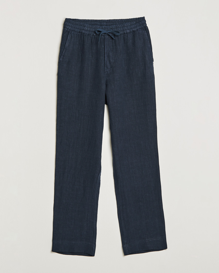 Herren | | A Day's March | Tamait Drawstring Linen Trousers Navy