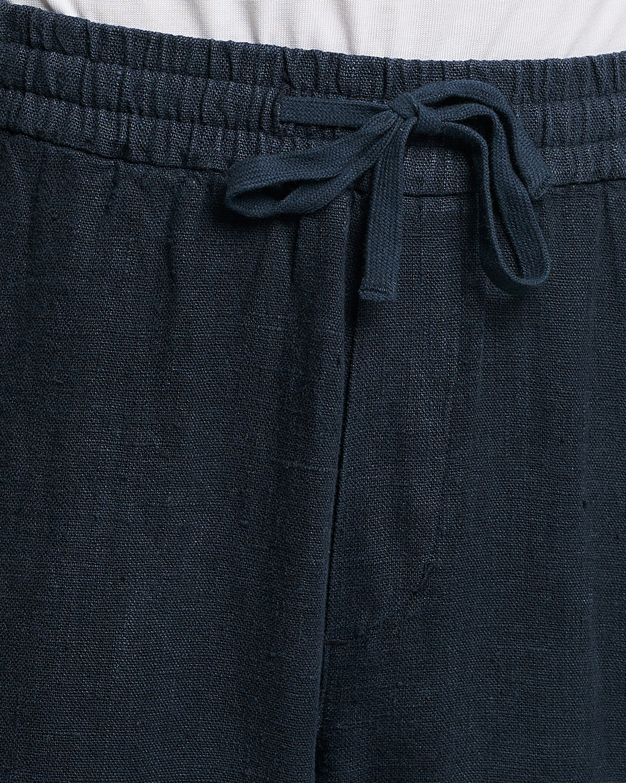 Herren | Hosen | A Day's March | Tamait Drawstring Linen Trousers Navy
