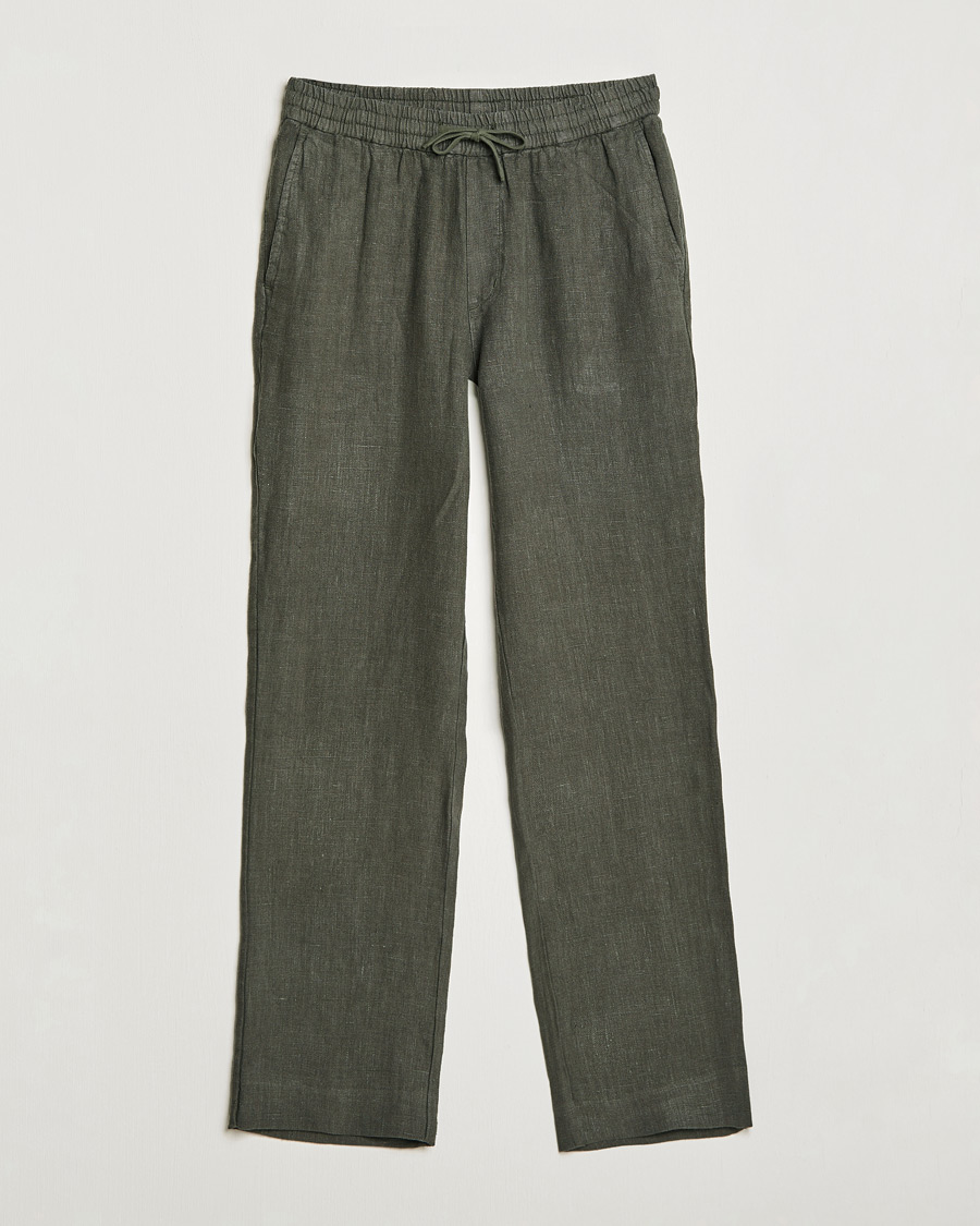 Herren | 30% sale | A Day's March | Tamait Drawstring Linen Trousers Olive