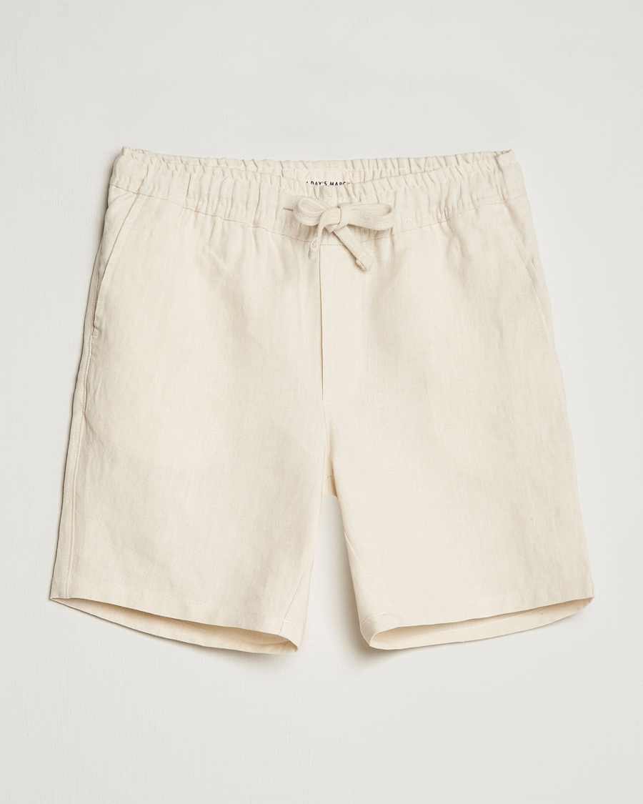 Herren | Shorts | A Day's March | Ipu Drawstring Linen Shorts Oyster