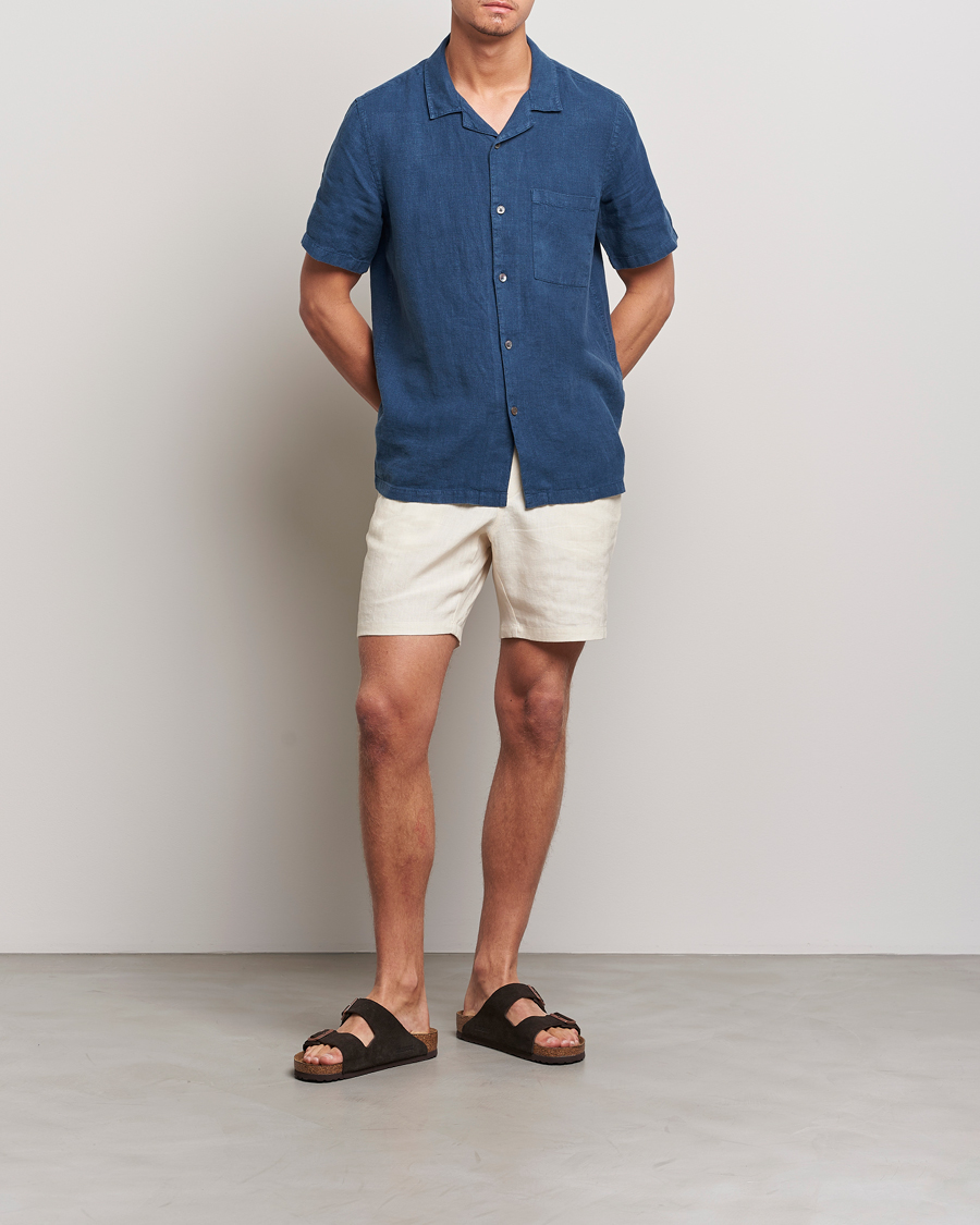 Herren | Shorts | A Day's March | Ipu Drawstring Linen Shorts Oyster