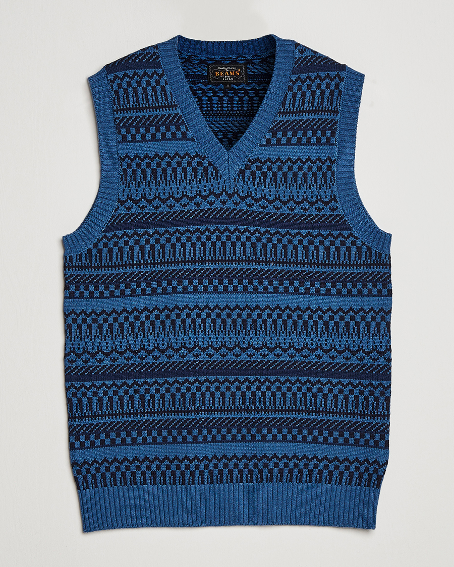 Herren | Pullover | BEAMS PLUS | Knit Fairisle Vest Navy