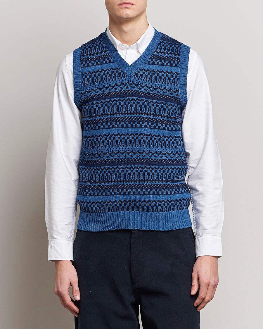 Herren | Pullover | BEAMS PLUS | Knit Fairisle Vest Navy