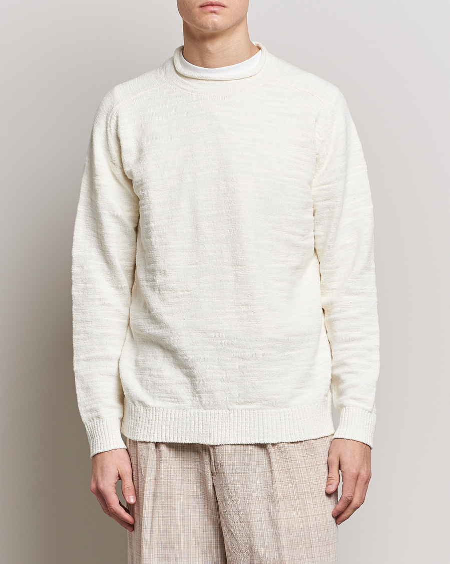 Herren | 30% sale | BEAMS PLUS | Linen Crew Neck Sweater White